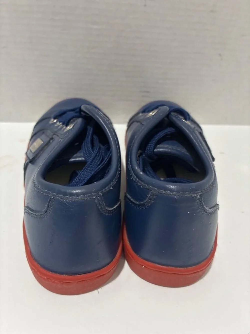 Dolce & Gabbana Kids Blue Leather Sneakers With Red Soles size 9